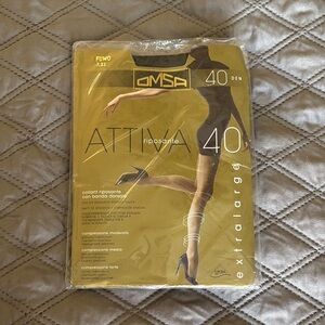 NWT OMSA Attiva Riposante 40 Den Compression Tights Italy Smoke Gray XXL